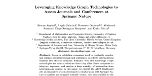 Leveraging Knowledge Graph Technologies to Assess Journals and Conferences at Springer Nature
